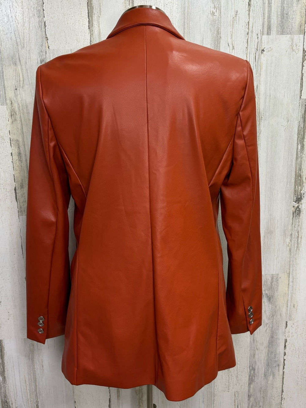 WeWoreWhat Downtown Vegan Leather Rust Cognac Blazer Jacket - Picture 9 of 14